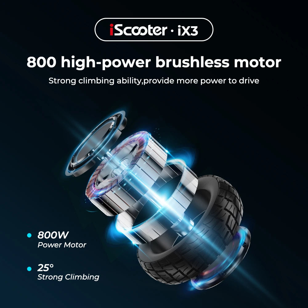 iScooter iX3 800 W Powerful Electric Kick Scooter 10 inch Tubeless 40 km/h For Adults