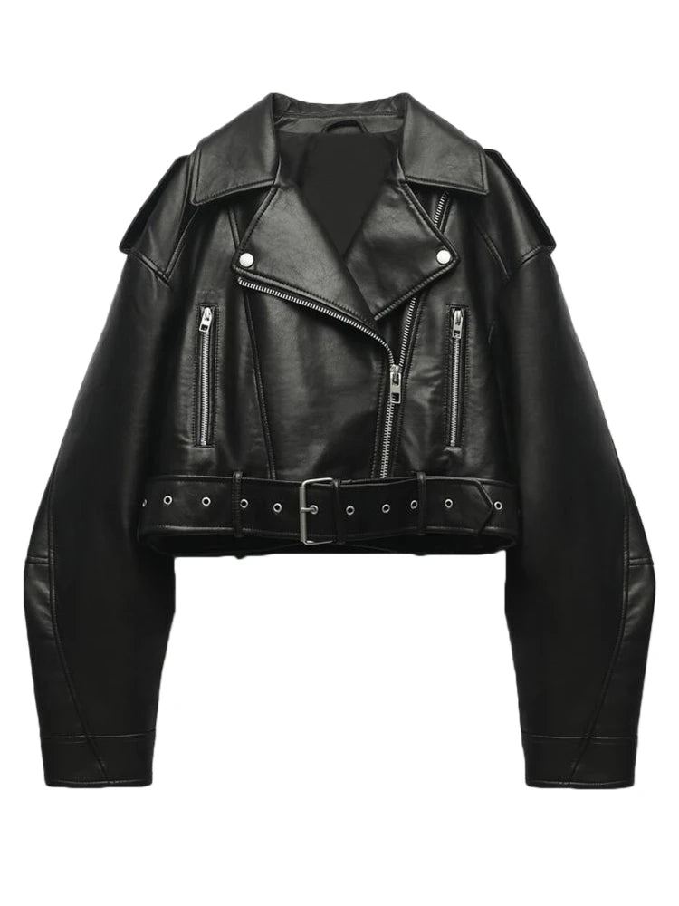 Fitaylor Lady PU Leather Jacket Front View