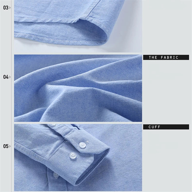 Cotton Oxford Long Sleeve Plaid Striped Casual Shirts For Men