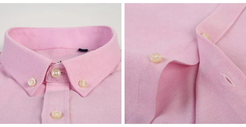 Cotton Oxford Long Sleeve Plaid Striped Casual Shirts For Men