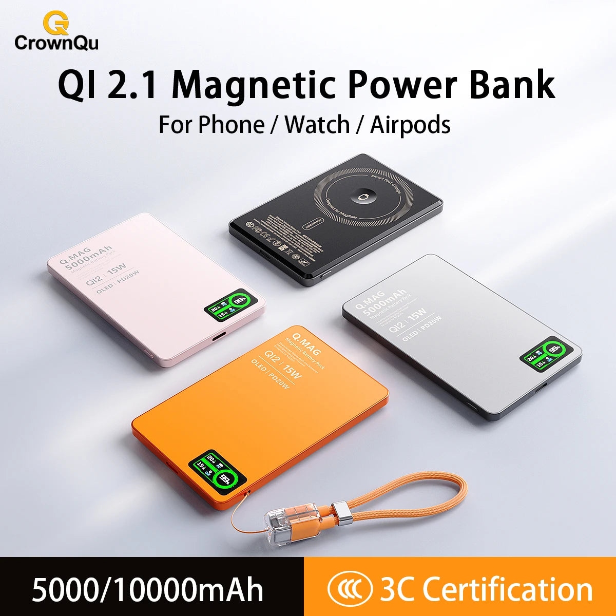 Qi2 wireless portable charger for Apple devices