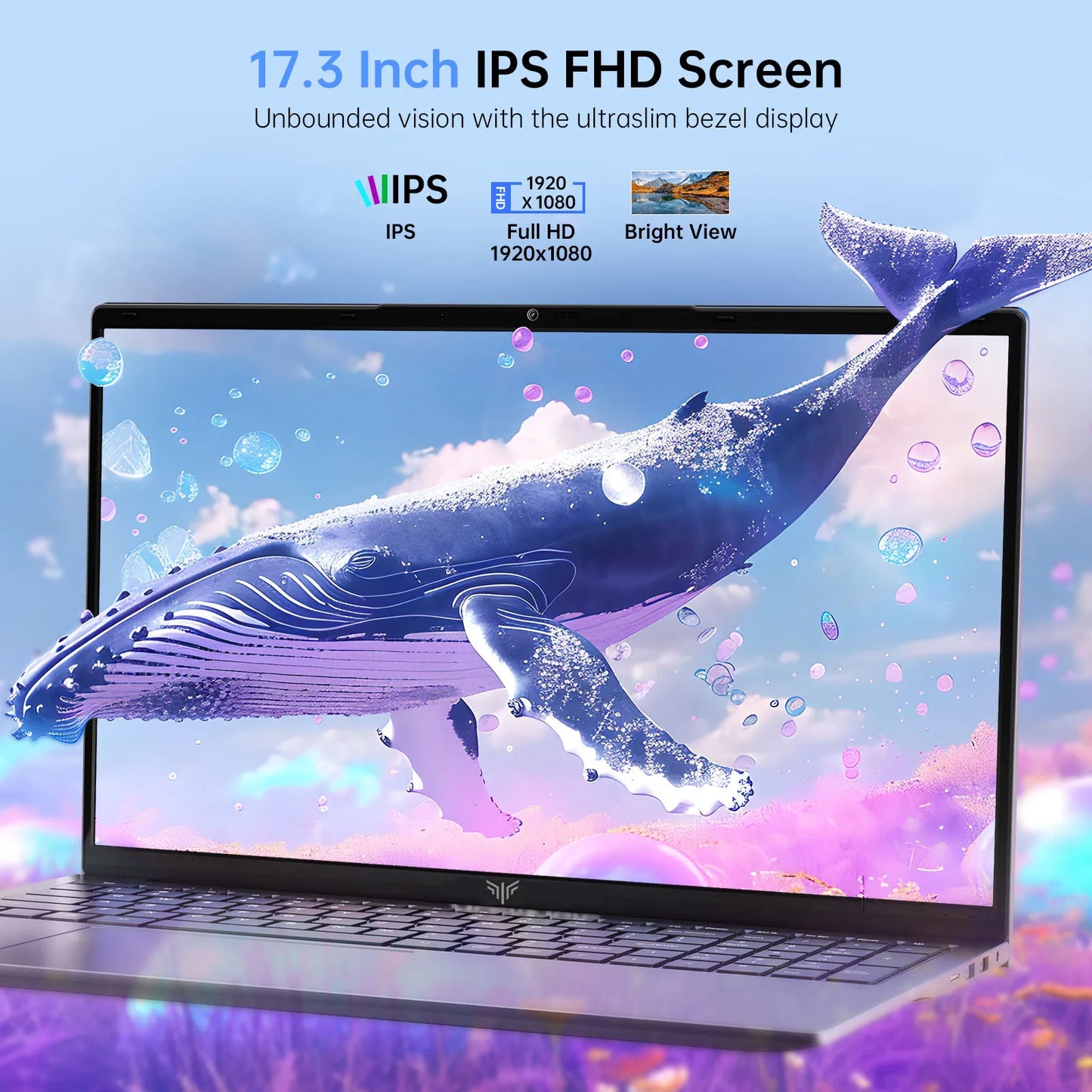 Ordinateur portable Acemagic 17,3 pouces avec processeur quad-core hautes performances (12e génération) Alder Lake