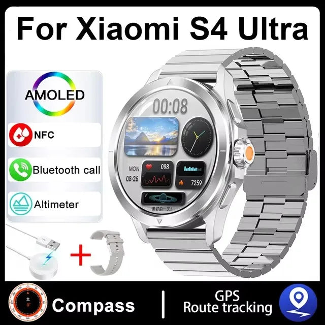 Smartwatch For Xiaomi S4 Ultra 1.53 inch AMOLED NFC GPS Compass Heart rate Tracking