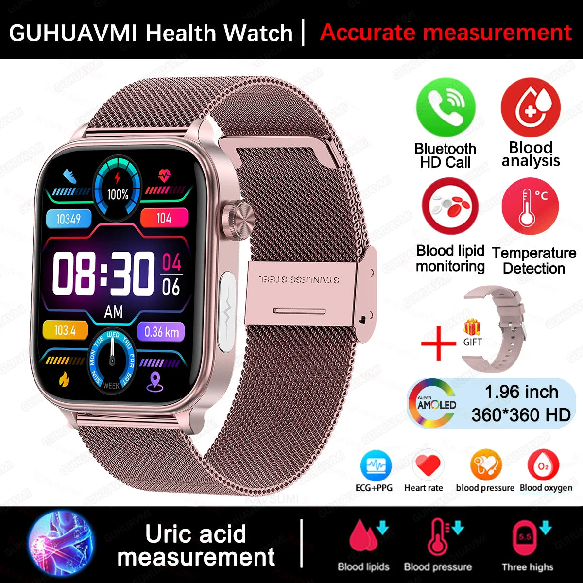 Smartwatch For XIAOMI ECG+PPG Blood Fat Uric Acid Health Monitoring Heart Rate Blood Pressure Measurement