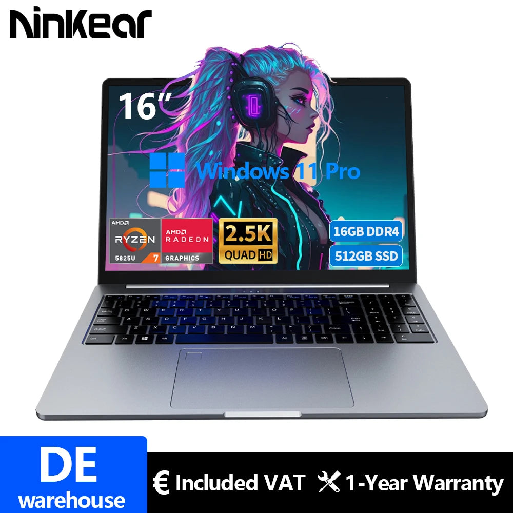 Ninkear Windows 11 Pro Laptop A15 Pro 16-Inch Laptop