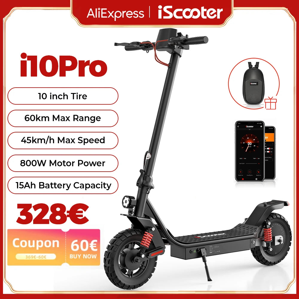 iScooter iX3 800 W Powerful Electric Kick Scooter 10 inch Tubeless 40 km/h For Adults