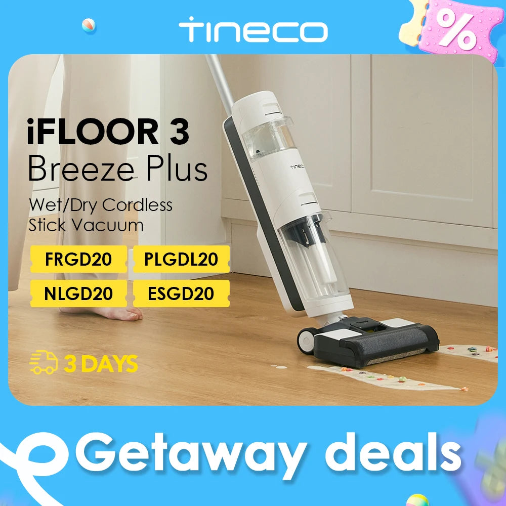 Tineco I Floor 3 Breeze Aspirapolvere/Secco Senza Fili, Pulitore e Lavapavimenti per Pavimenti Duri in un Unico Passaggio