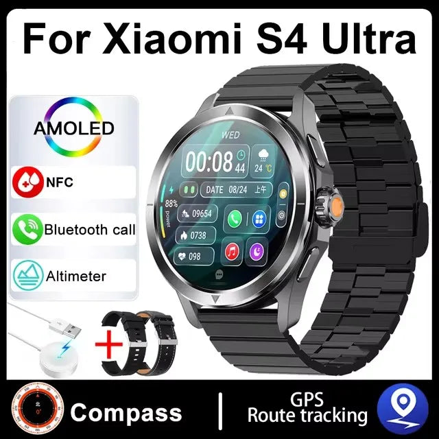 Smartwatch For Xiaomi S4 Ultra 1.53 inch AMOLED NFC GPS Compass Heart rate Tracking
