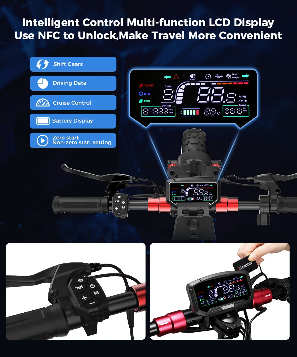 iScooter iX3 800 W Powerful Electric Kick Scooter 10 inch Tubeless 40 km/h For Adults