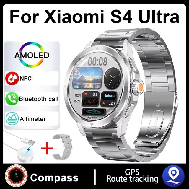 Smartwatch For Xiaomi S4 Ultra 1.53 inch AMOLED NFC GPS Compass Heart rate Tracking
