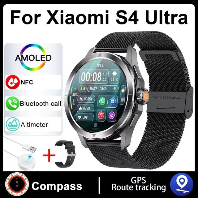 Smartwatch For Xiaomi S4 Ultra 1.53 inch AMOLED NFC GPS Compass Heart rate Tracking