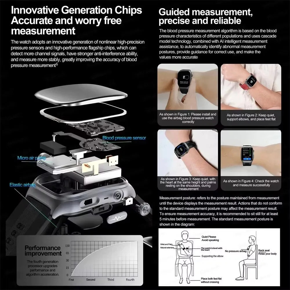 Smartwatch with Air Pump Sensor – Micro Health Examination & Sport Fitness Tracker