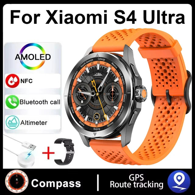 Smartwatch For Xiaomi S4 Ultra 1.53 inch AMOLED NFC GPS Compass Heart rate Tracking
