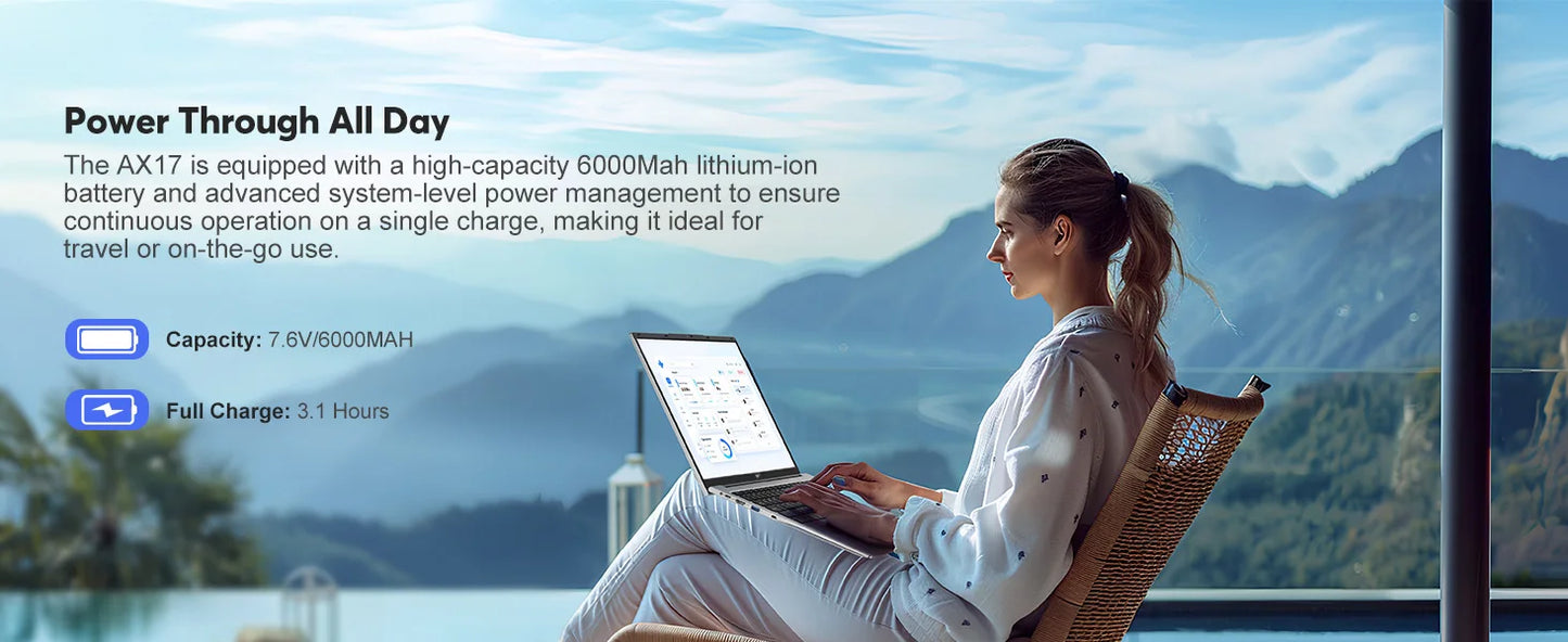 Ordinateur portable Acemagic 17,3 pouces avec processeur quad-core hautes performances (12e génération) Alder Lake