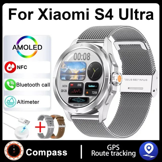 Smartwatch For Xiaomi S4 Ultra 1.53 inch AMOLED NFC GPS Compass Heart rate Tracking