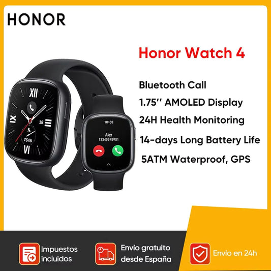 Honor 4 Smartwatch 1.75 Amoled Display, Health Monitor BT5, 2 GPS And Bluetooth