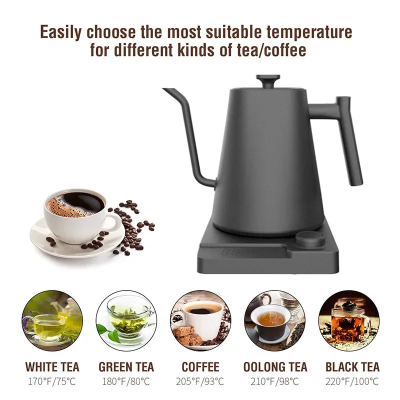 Gooseneck Electric Kettle with Temperature Control For Coffee and Tea