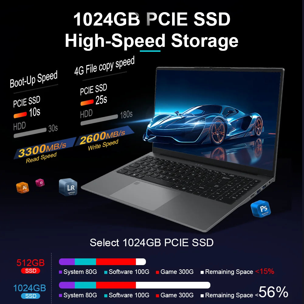 Ninkear Windows 11 PRO Computer A15 PLUS Laptop 15.6" IPS FHD AMD 57Wh Battery