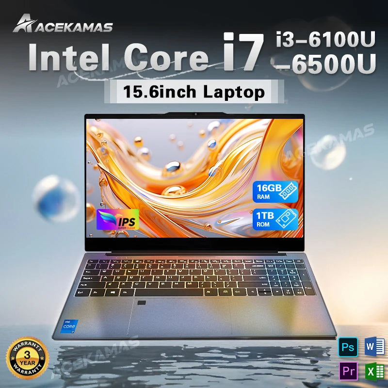 ACEKAMAS 15.6" Portable Laptop Computer Intel Core i7 Windows 11 Pro Notebook PC Gaming Laptops