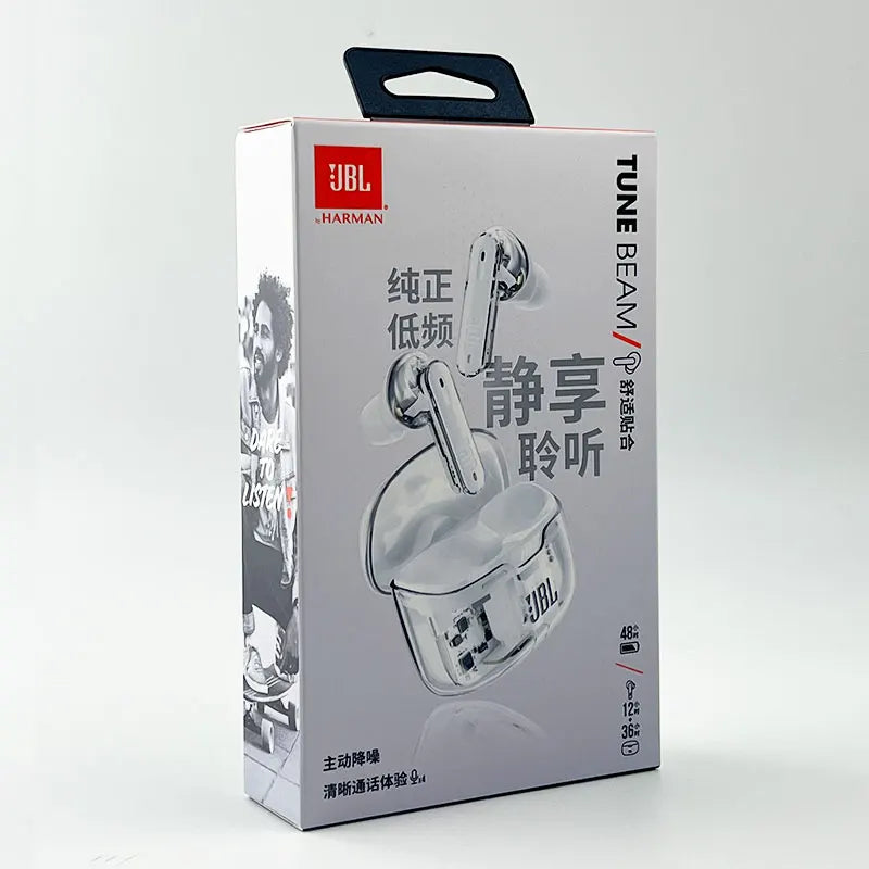 JBL TUNE BEAM GHOST Original TWS Bluetooth ANC Earphone BT 5.3 LE Audio IP54 Waterproof Active Noise Cancelling Earbuds With Mic