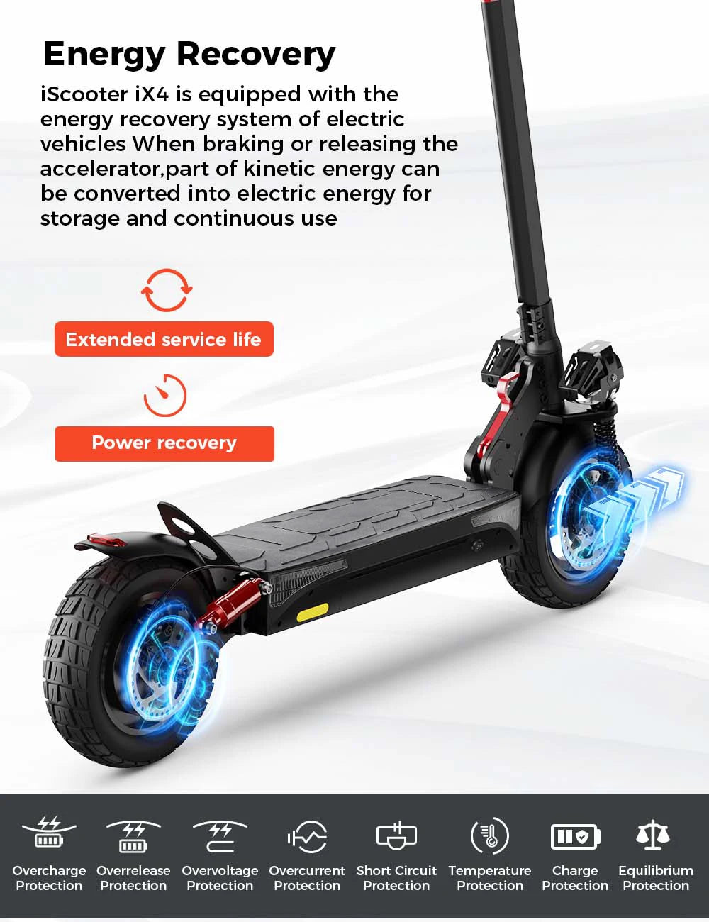 iScooter iX3 800 W Powerful Electric Kick Scooter 10 inch Tubeless 40 km/h For Adults