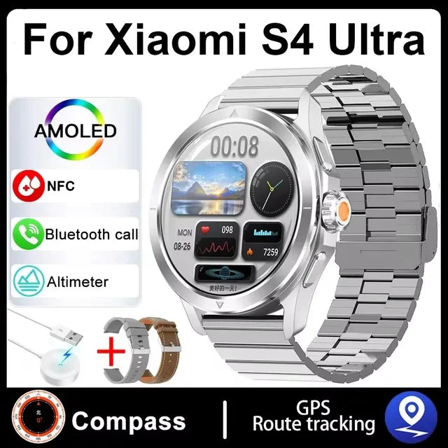 Smartwatch For Xiaomi S4 Ultra 1.53 inch AMOLED NFC GPS Compass Heart rate Tracking