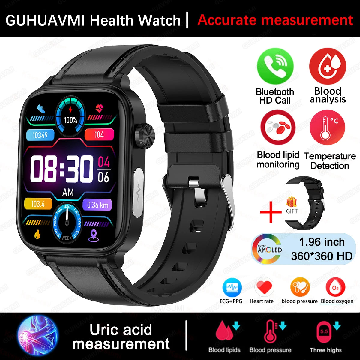 Smartwatch For XIAOMI ECG+PPG Blood Fat Uric Acid Health Monitoring Heart Rate Blood Pressure Measurement