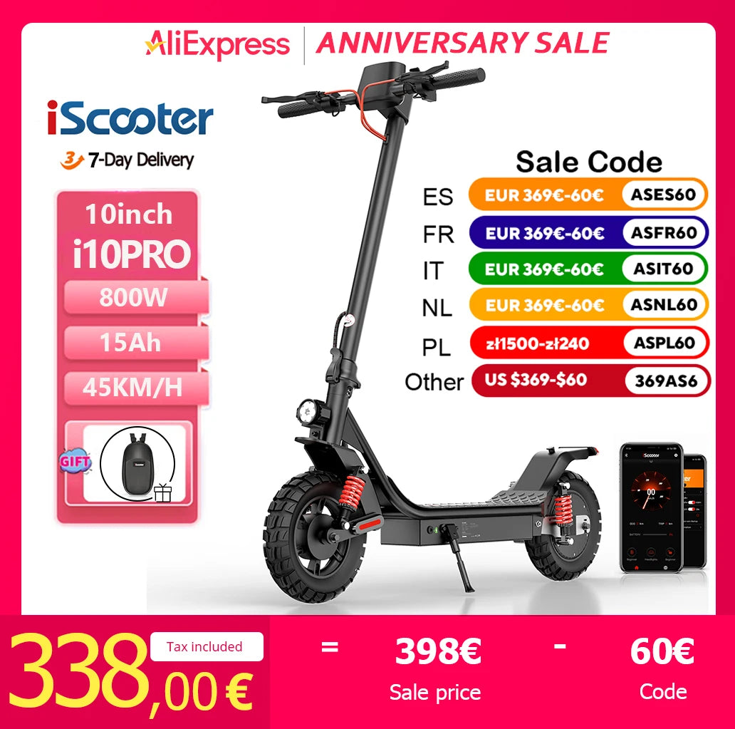 iScooter i10 Pro 800 W Max Range Powerful Electric Kick Scooter 60 km/h With USB
