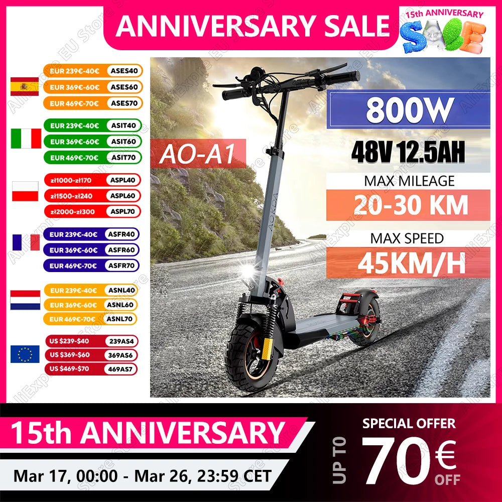 New City Mobility Electric Scooter 800 W One button folding Max speed 45 km/h