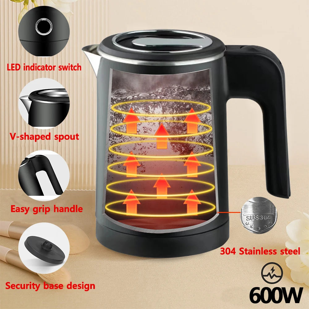 Bollitore elettrico portatile in acciaio inossidabile per tè e caffè per hotel, famiglia e viaggio
