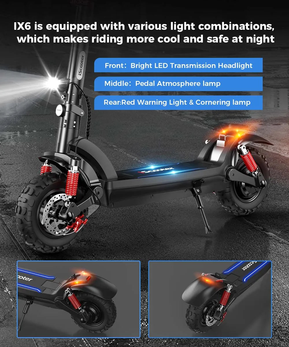 iScooter iX3 800 W Powerful Electric Kick Scooter 10 inch Tubeless 40 km/h For Adults