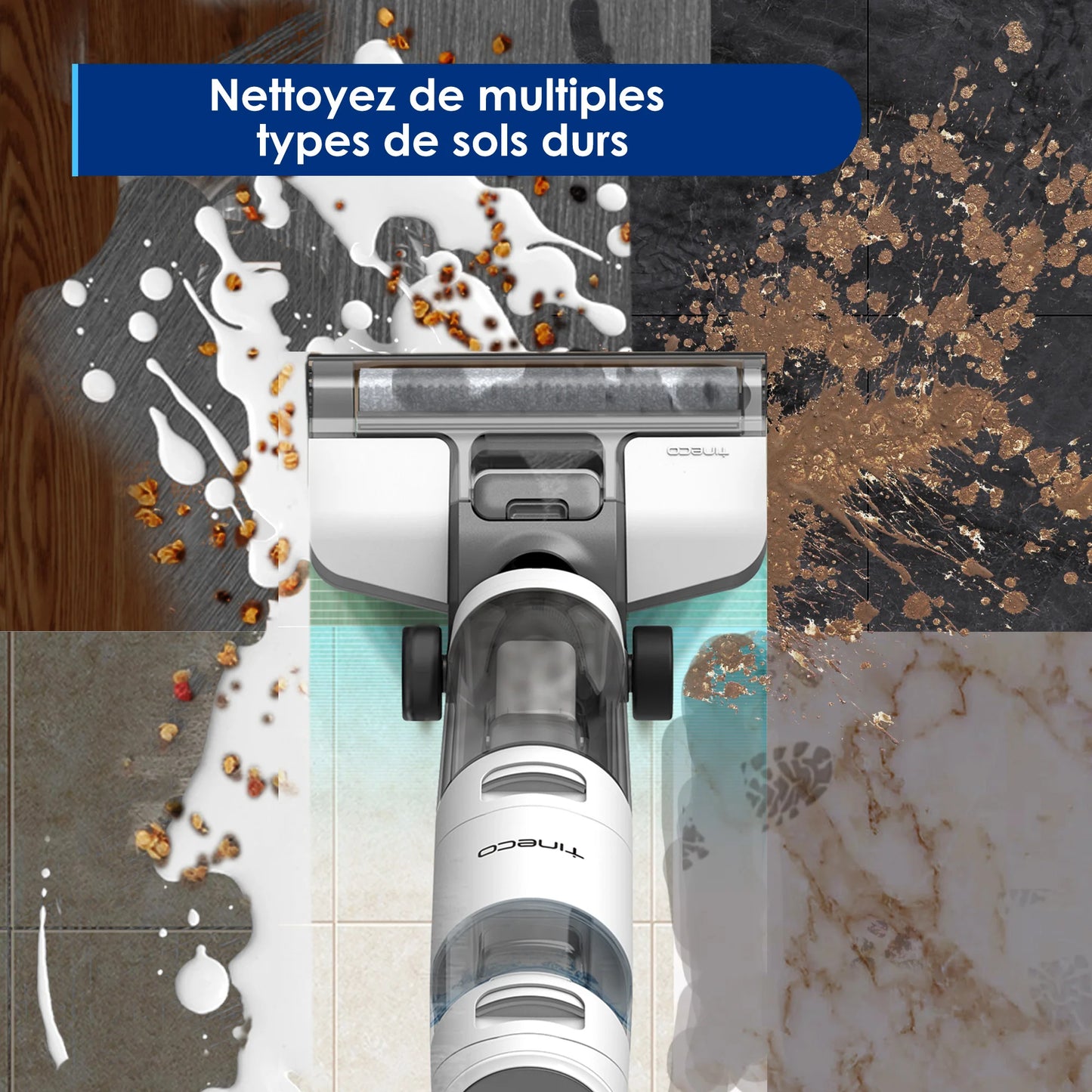 Tineco I Floor 3 Breeze Aspirapolvere/Secco Senza Fili, Pulitore e Lavapavimenti per Pavimenti Duri in un Unico Passaggio