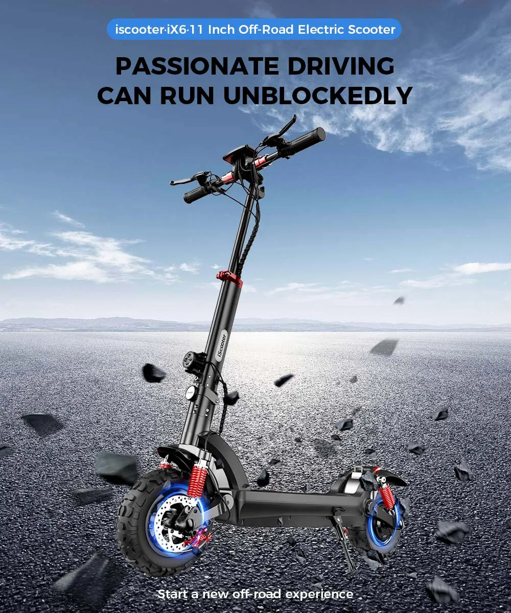 iScooter iX3 800 W Powerful Electric Kick Scooter 10 inch Tubeless 40 km/h For Adults
