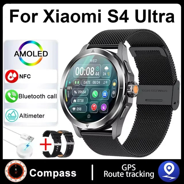 Smartwatch For Xiaomi S4 Ultra 1.53 inch AMOLED NFC GPS Compass Heart rate Tracking