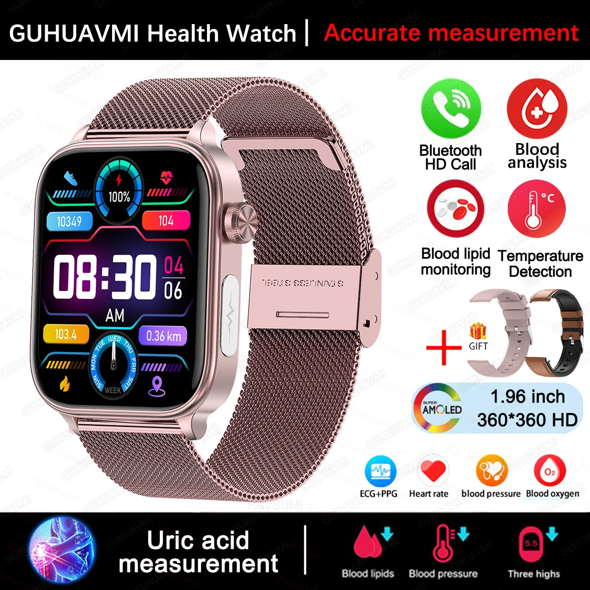 Smartwatch For XIAOMI ECG+PPG Blood Fat Uric Acid Health Monitoring Heart Rate Blood Pressure Measurement