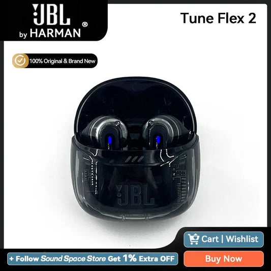 JBL Tune Flex 2 True Wireless Bluetooth Earbuds BT5.3 ANC Earphone With Microphone IP54 Waterproof 48H Playtime Support APP