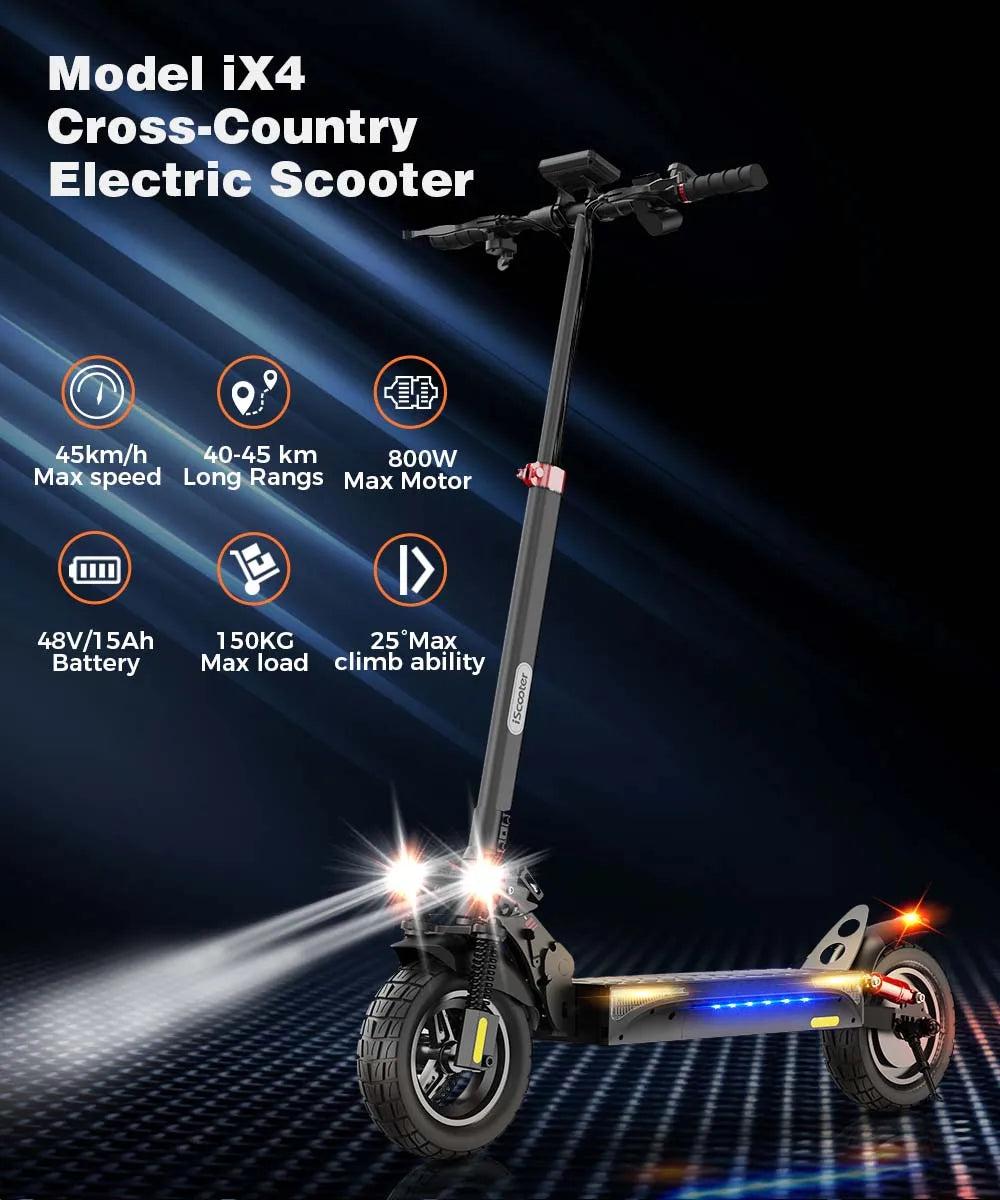 iScooter iX3 800 W Powerful Electric Kick Scooter 10 inch Tubeless 40 km/h For Adults