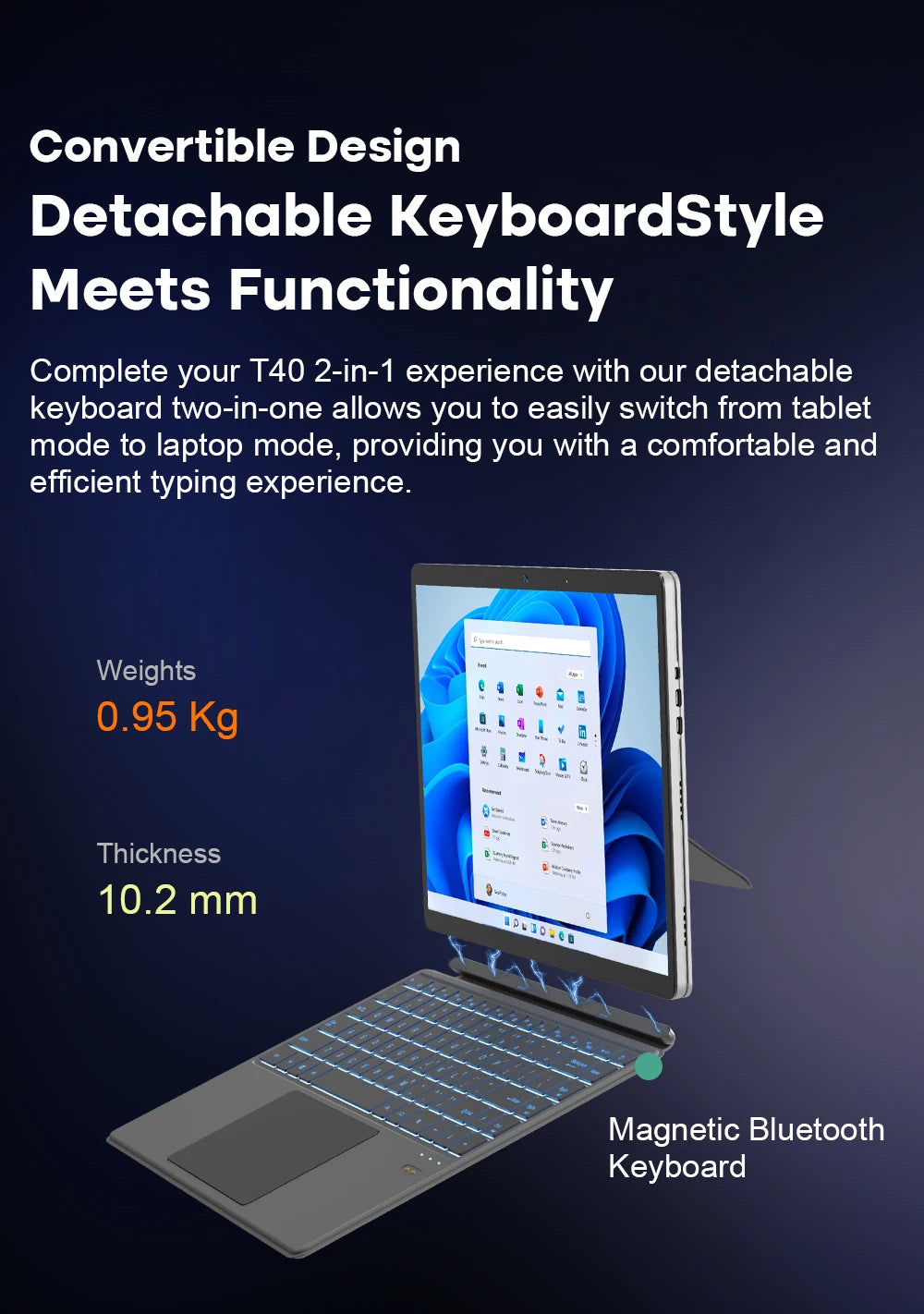 Ninkear T40 2 in 1 Backlight Laptop Touch Screen N100 14 Inch