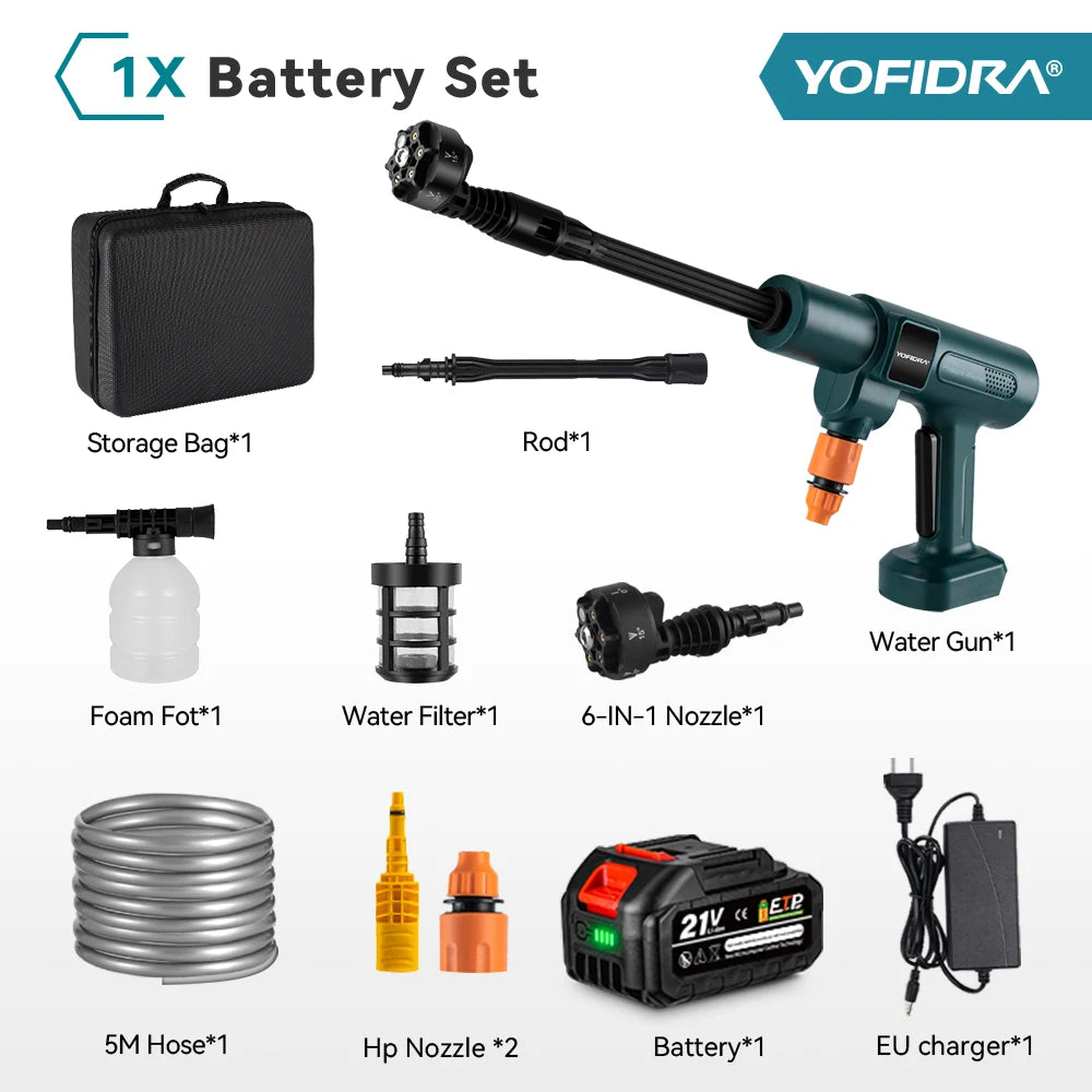 Yofidra cordless pressure washer 200 bar brushless