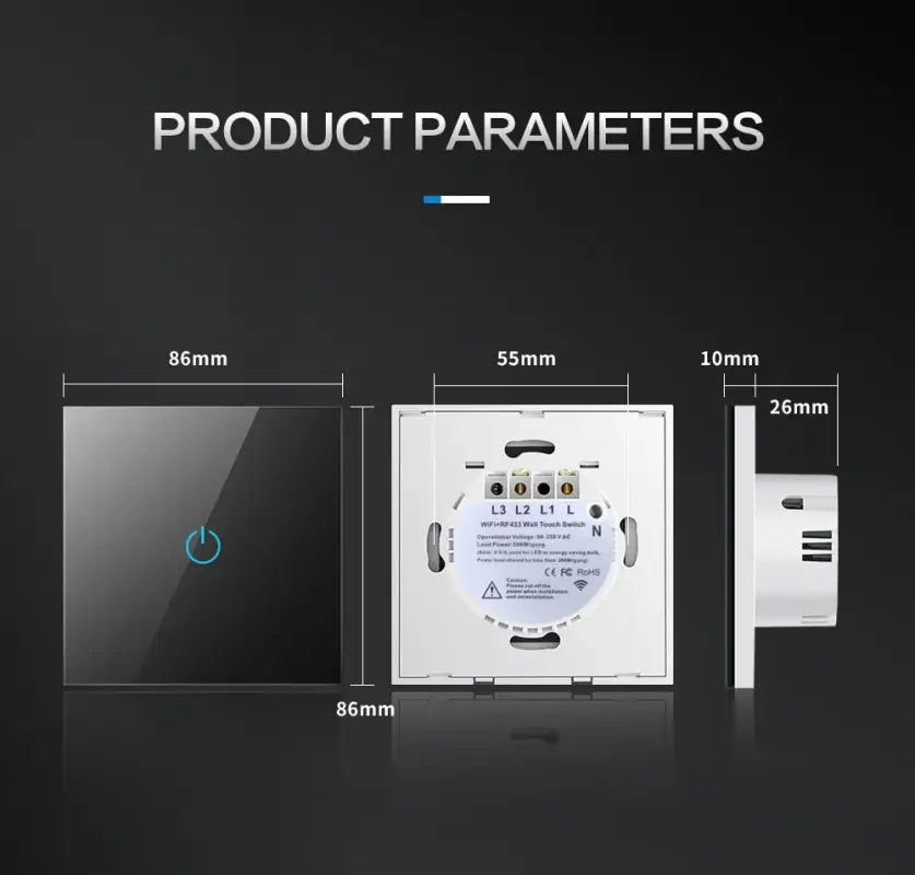 BONDA Smart Switch Alexa RF433 No Neutral Tuya Control Works With Google