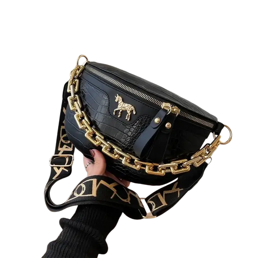 Thick Chain Women's Waist Bag Fanny Pack Fashion Shoulder Crossbody Chest Bags Female Belt Bag Crocodile Shoulder Bag - laurichshop
