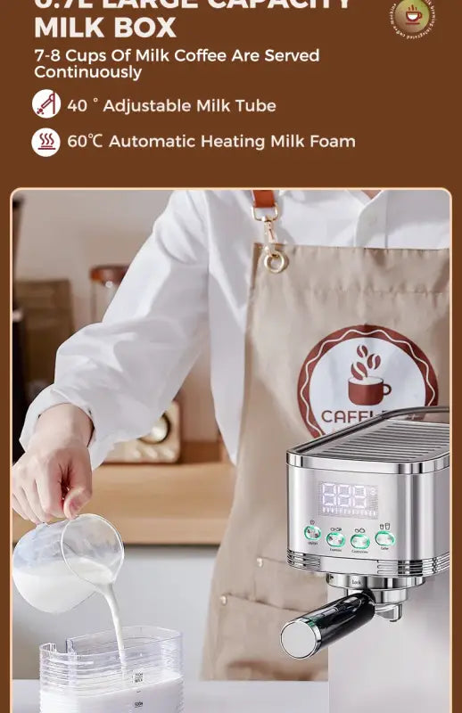 Cafelffe 3in1 Automatic Milk Froth Ground Coffee Stainless Steels 20 Bar