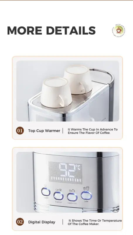 Cafelffe 3in1 Automatic Milk Froth Ground Coffee Stainless Steels 20 Bar