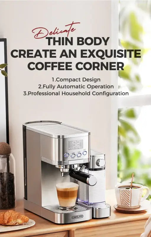 Cafelffe 3in1 Automatic Milk Froth Ground Coffee Stainless Steels 20 Bar