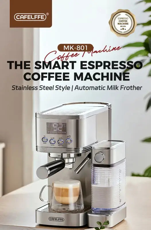 Cafelffe 3in1 Automatic Milk Froth Ground Coffee Stainless Steels 20 Bar