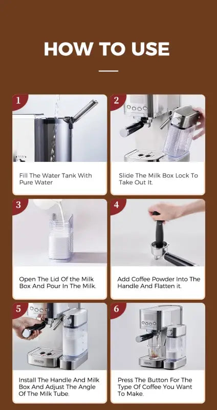 Cafelffe 3in1 Automatic Milk Froth Ground Coffee Stainless Steels 20 Bar