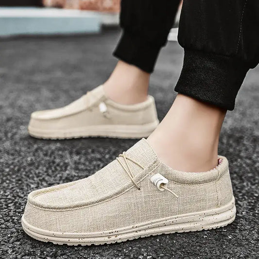 Canvas Loafers Lightweight Breathable Men's Casual Shoes Flat Slip-on Driving