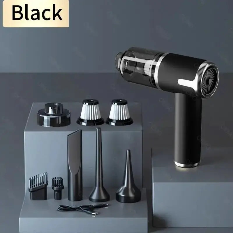 Car Vacuum Cleaner 120000PA Powerful Cleaning Machine Mini Wireless Portable Hand held for Home Appliance - Black Pro
