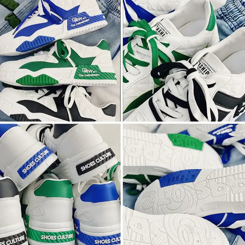 Designer Shoes for Men Trend Sneakers Two-tone Lace Up Trainers Fashion Student Sneakes Men‘s Vulcanized Casual