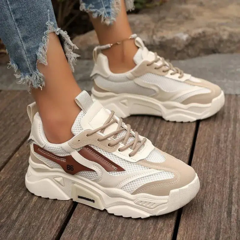 Casual Lace-Up Sneakers for Women - Top Angle